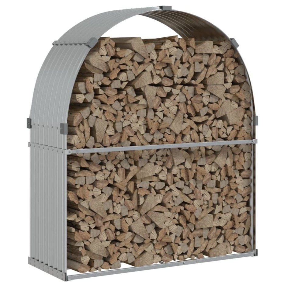 Leñero de acero galvanizado plateado 120x45x140