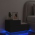Mesita de noche con luces LED negro 70x36x40,5