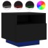 Mesita de noche con luces LED negro 40x39x37