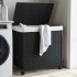 Cesto para ropa sucia con ruedas ratán negro 60x35x60,5