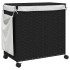 Cesto para ropa sucia con ruedas ratán negro 60x35x60,5