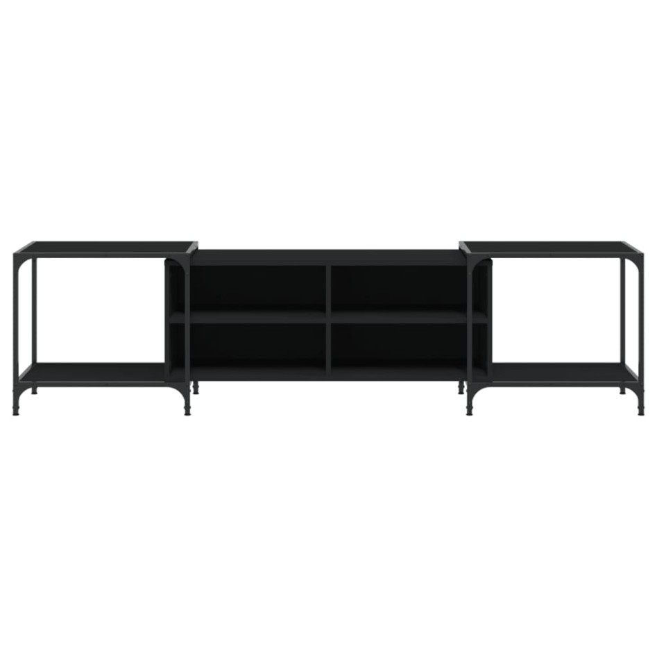 Mueble de TV madera de ingeniería negro 203x37x50