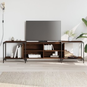 Mueble de TV madera de ingeniería marrón roble 203x37x50