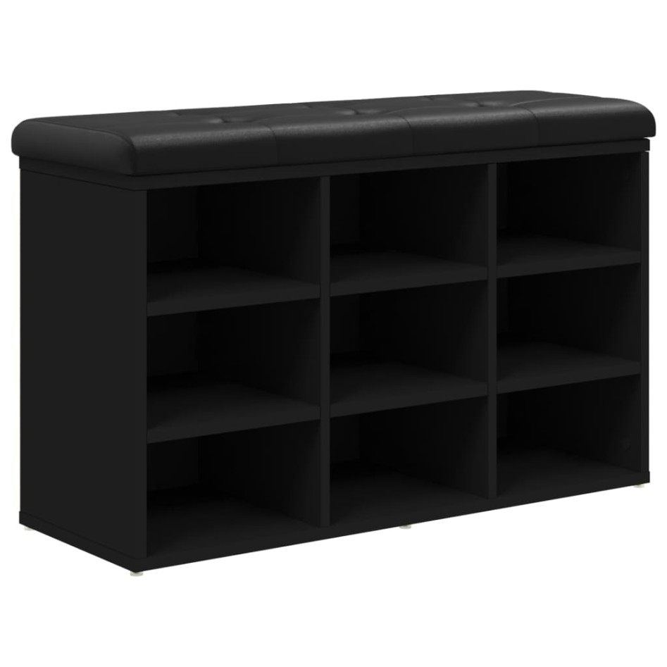 Banco zapatero madera de ingeniería negro 82x32x50