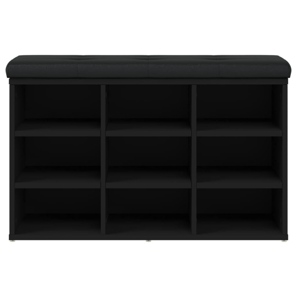 Banco zapatero madera de ingeniería negro 82x32x50