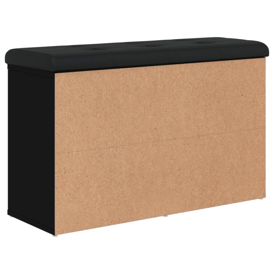 Banco zapatero madera de ingeniería negro 82x32x50