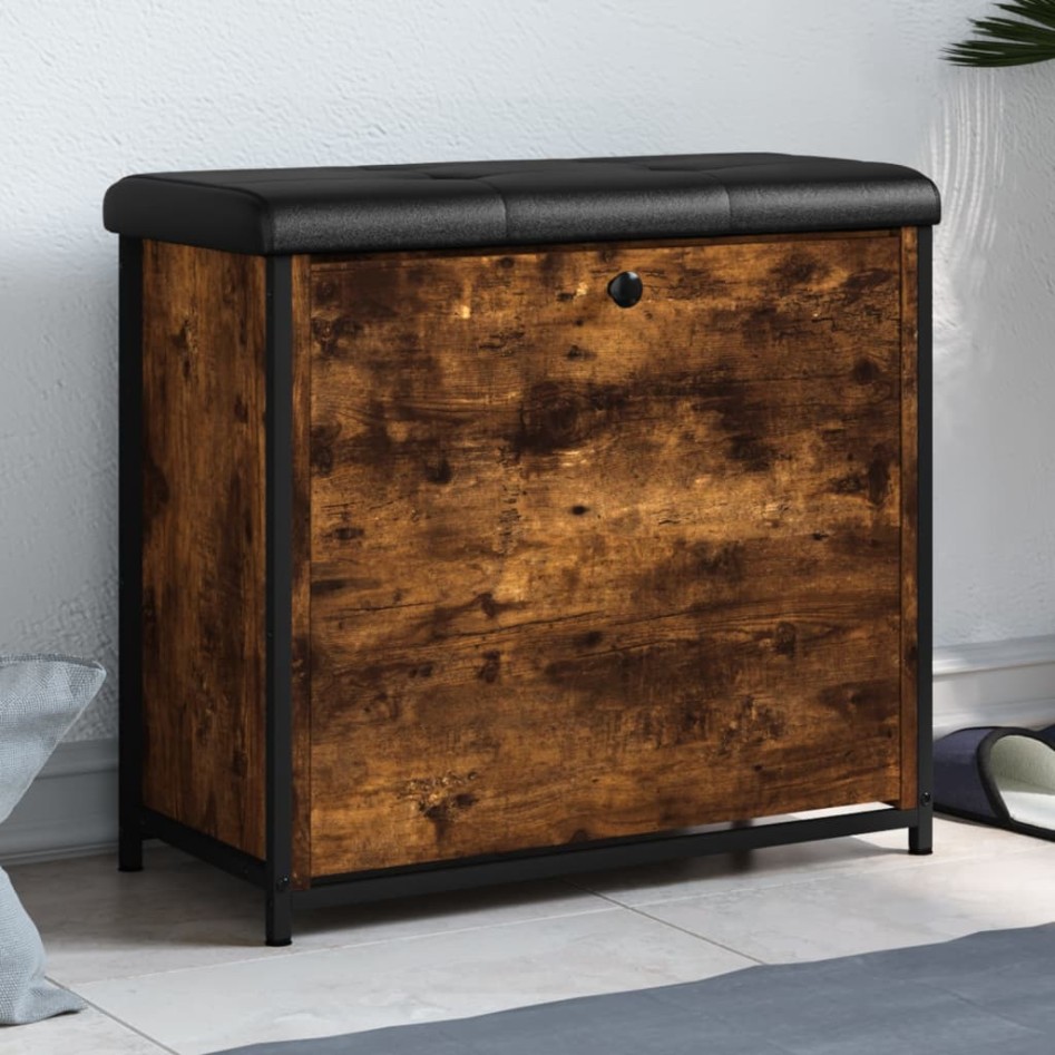Banco zapatero con cajón abatible roble ahumado 62x32x56