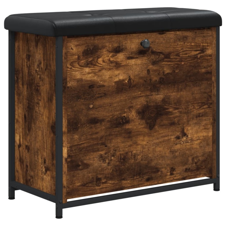 Banco zapatero con cajón abatible roble ahumado 62x32x56