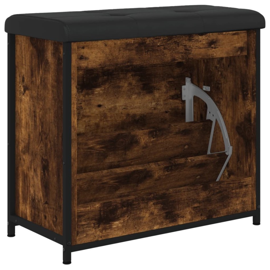 Banco zapatero con cajón abatible roble ahumado 62x32x56