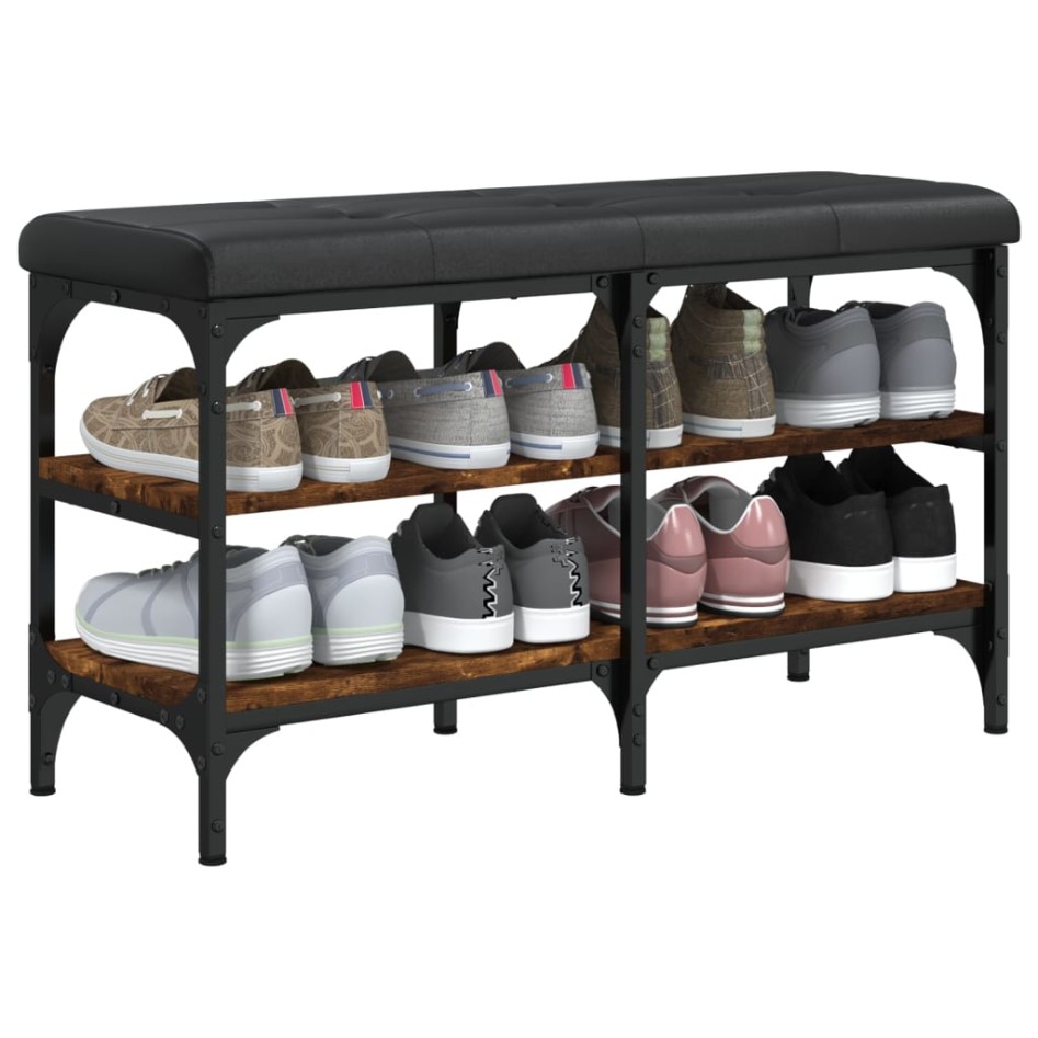 Banco zapatero madera de ingeniería roble ahumado 82x32x47