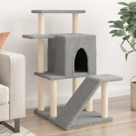 Rascador para gatos con postes de sisal gris claro 97