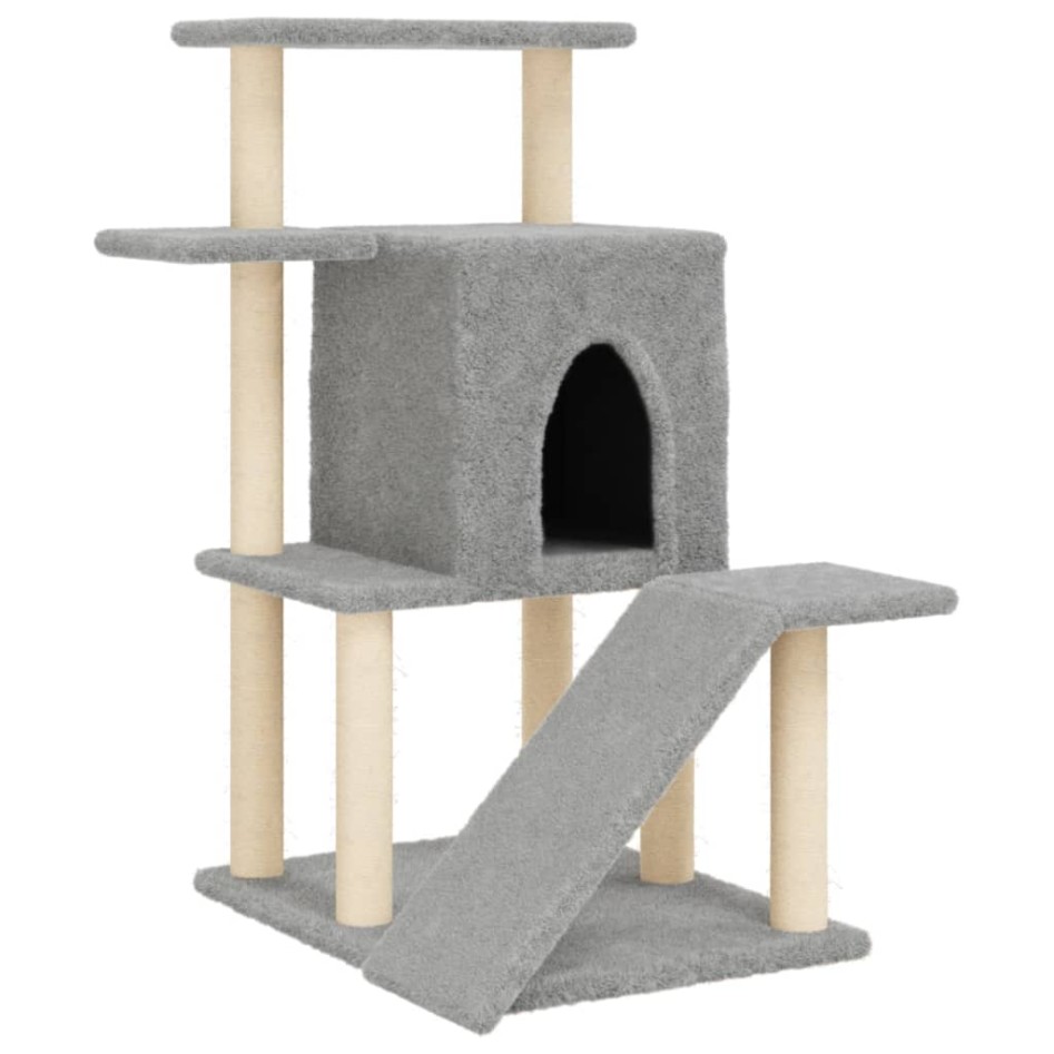 Rascador para gatos con postes de sisal gris claro 97