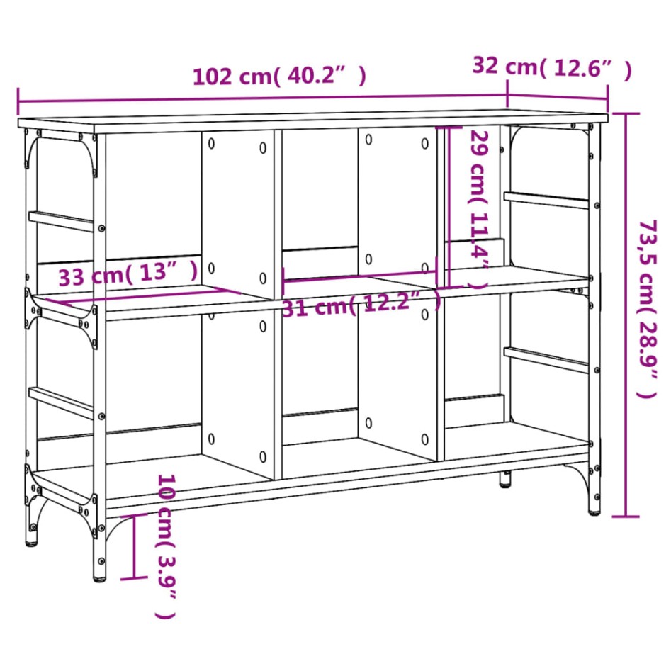 Aparador de madera de ingeniería roble Sonoma 102x32x73,5