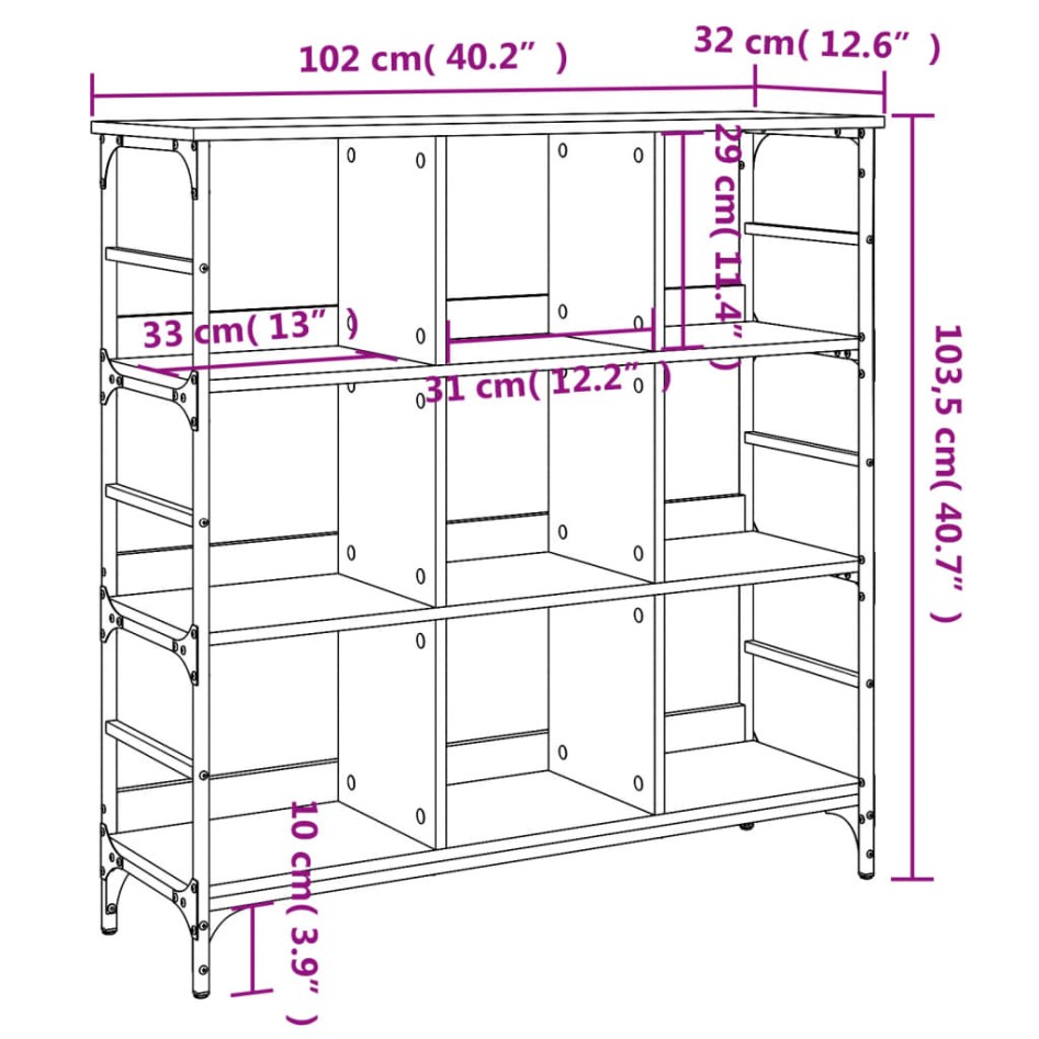 Aparador de madera de ingeniería roble Sonoma 102x32x103,5