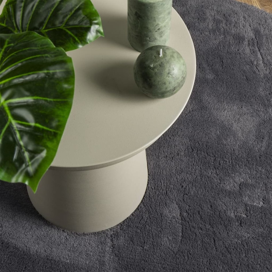 Alfombra de pelo corto suave lavable HUARTE antracita Ø 120