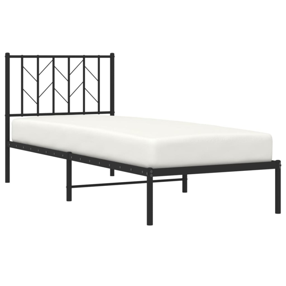 Estructura cama sin colchón con cabecero metal negro 80x200