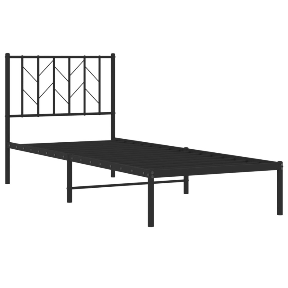 Estructura cama sin colchón con cabecero metal negro 80x200