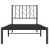 Estructura cama sin colchón con cabecero metal negro 80x200