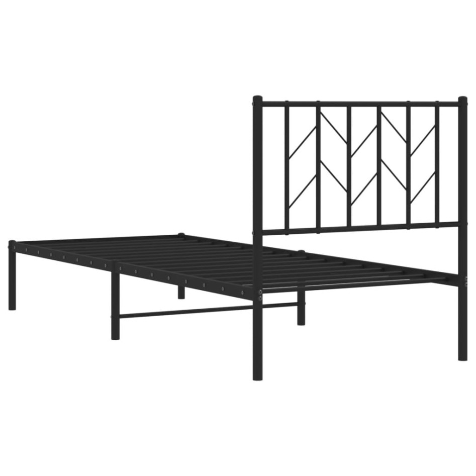 Estructura cama sin colchón con cabecero metal negro 80x200