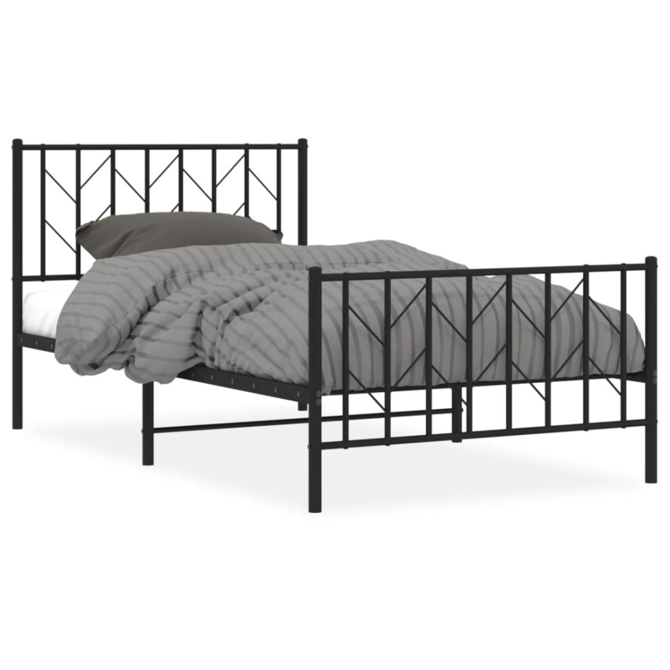 Estructura cama sin colchón con estribo metal negro 100x190