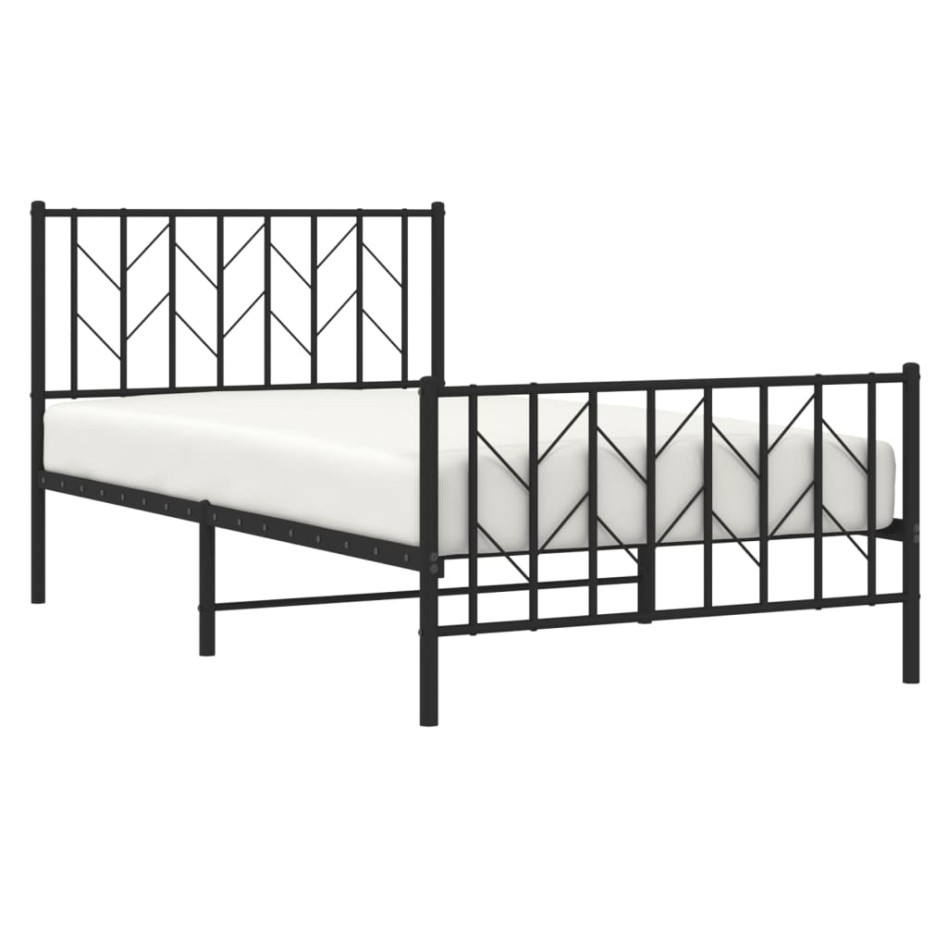 Estructura cama sin colchón con estribo metal negro 100x190