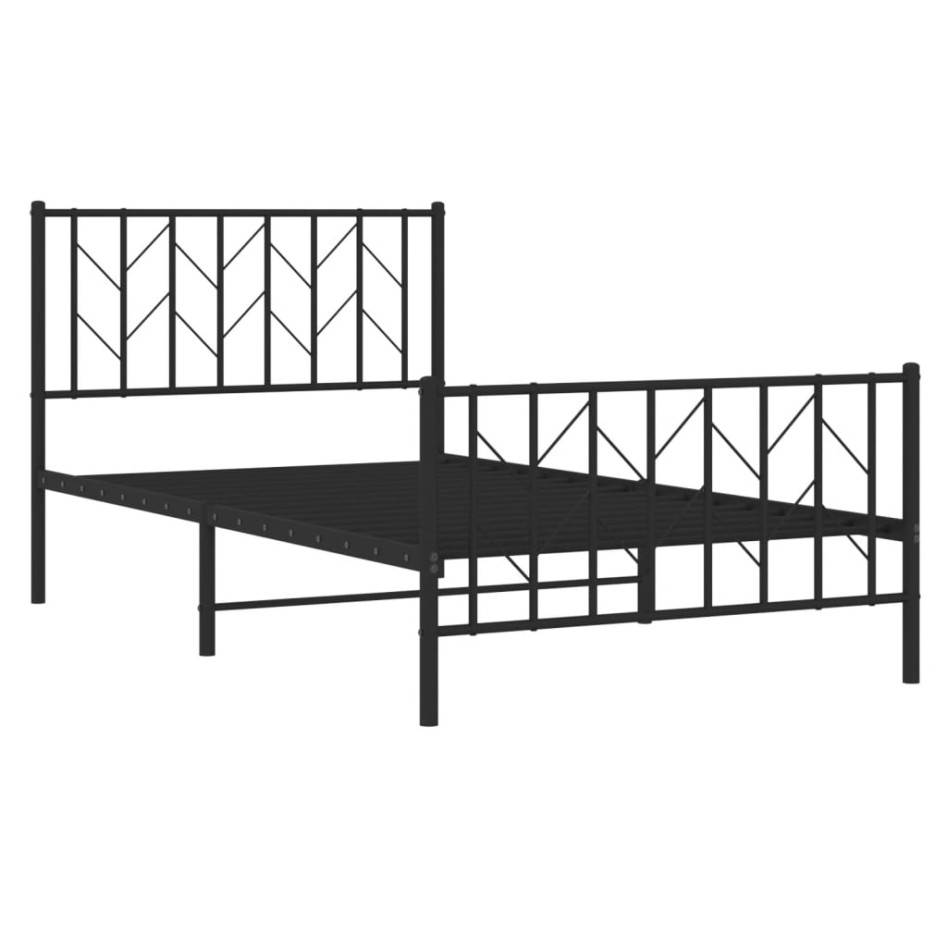 Estructura cama sin colchón con estribo metal negro 100x190