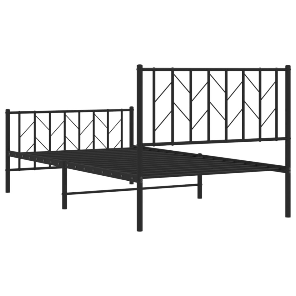 Estructura cama sin colchón con estribo metal negro 100x190