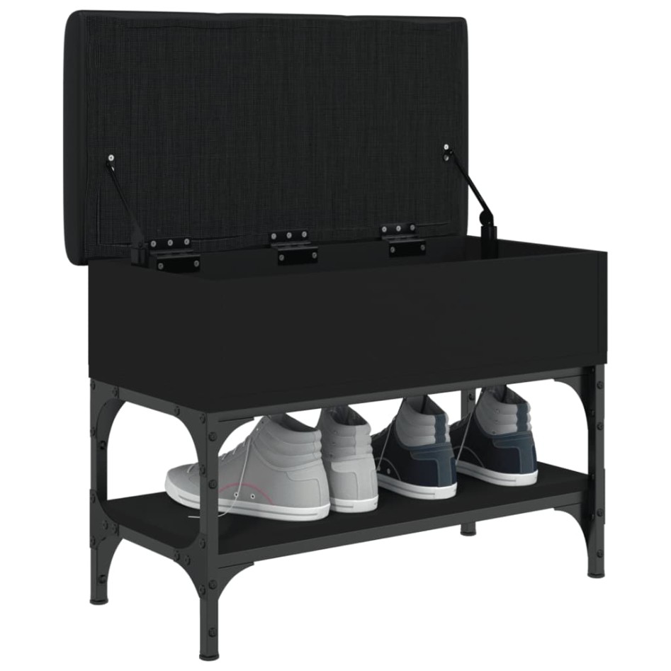 Banco zapatero madera de ingeniería negro 62x32x45