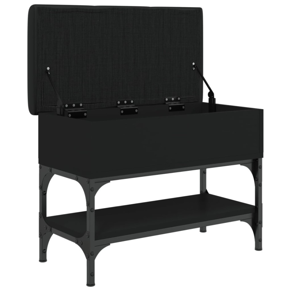 Banco zapatero madera de ingeniería negro 62x32x45
