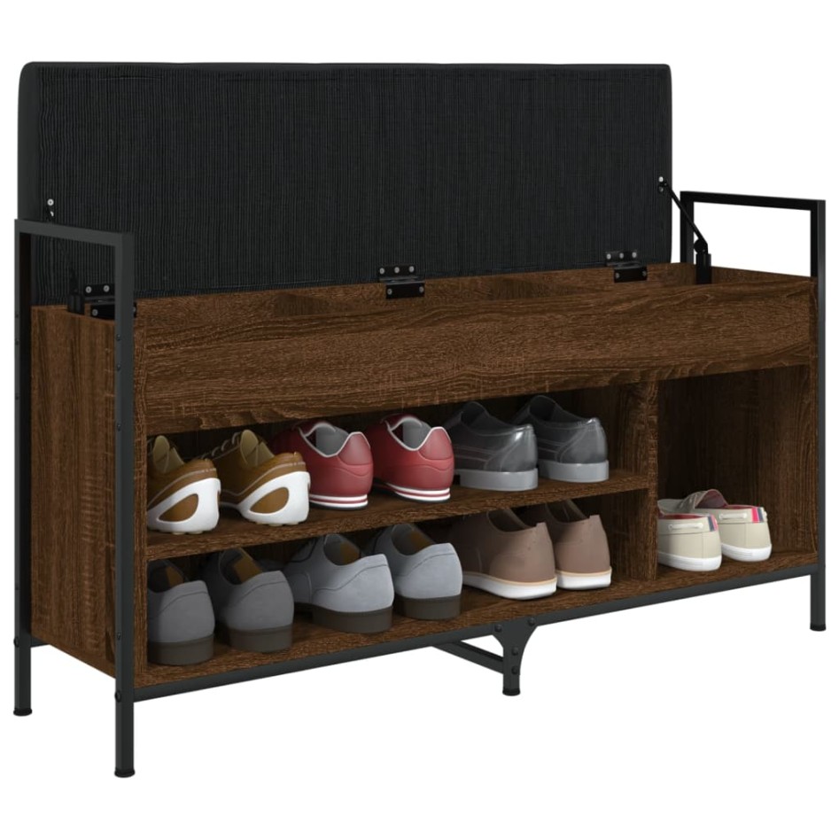 Banco zapatero madera ingeniería marrón roble 105,5x32x57,5