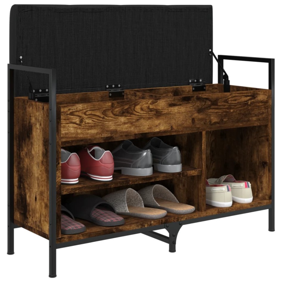 Banco zapatero madera ingeniería roble ahumado 85,5x32x57,5