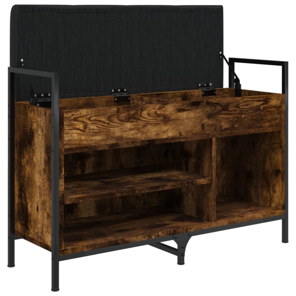 Banco zapatero madera ingeniería roble ahumado 85,5x32x57,5