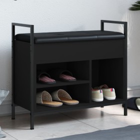 Banco zapatero madera de ingeniería negro 65,5x32x57,5