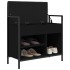 Banco zapatero madera de ingeniería negro 65,5x32x57,5