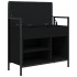 Banco zapatero madera de ingeniería negro 65,5x32x57,5