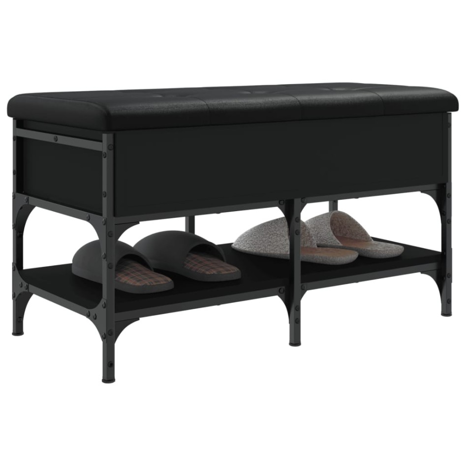 Banco zapatero madera de ingeniería negro 82x42x45