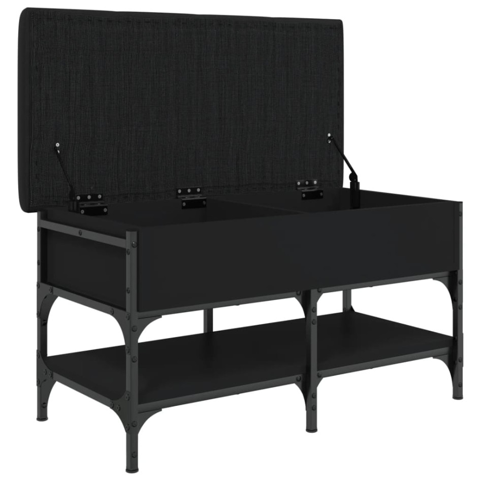 Banco zapatero madera de ingeniería negro 82x42x45