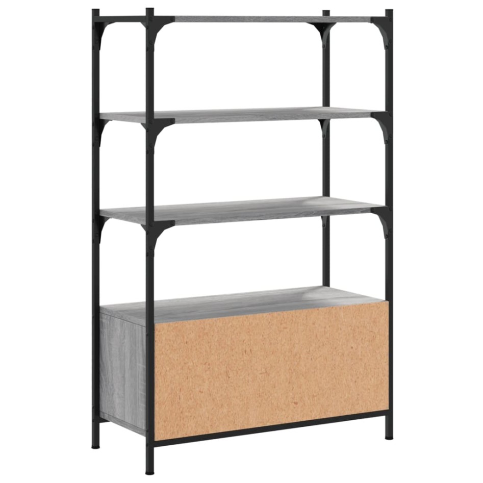Librería 3 estantes madera ingeniería gris Sonoma