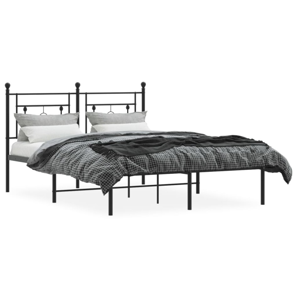 Estructura cama sin colchón con cabecero metal negro 135x190