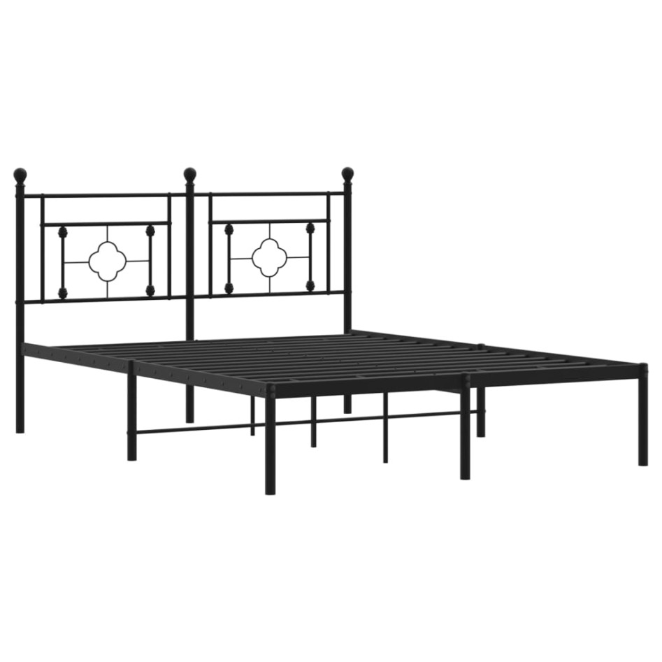 Estructura cama sin colchón con cabecero metal negro 135x190