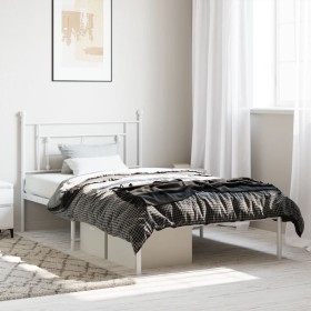 Estructura cama sin colchón con cabecero metal blanco