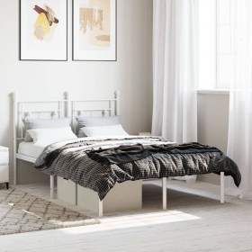 Estructura cama sin colchón con cabecero metal blanco