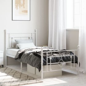 Estructura cama sin colchón con estribo metal blanco 90x200