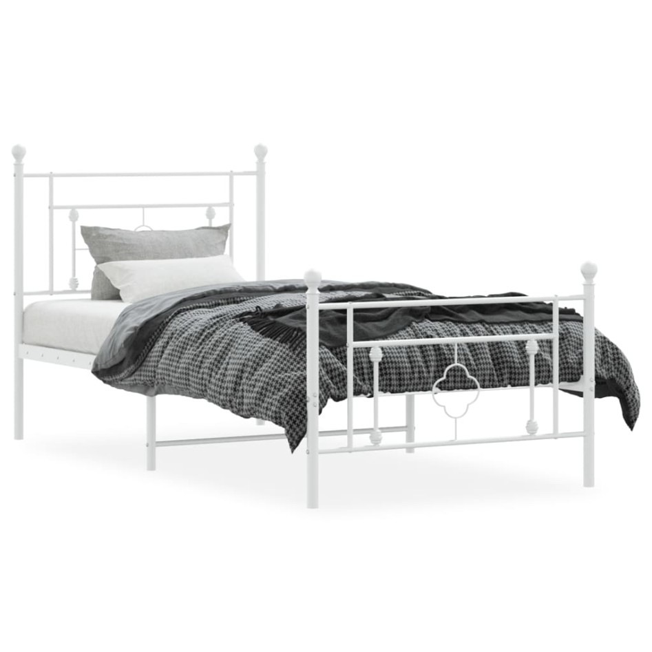 Estructura cama sin colchón con estribo metal blanco 90x200