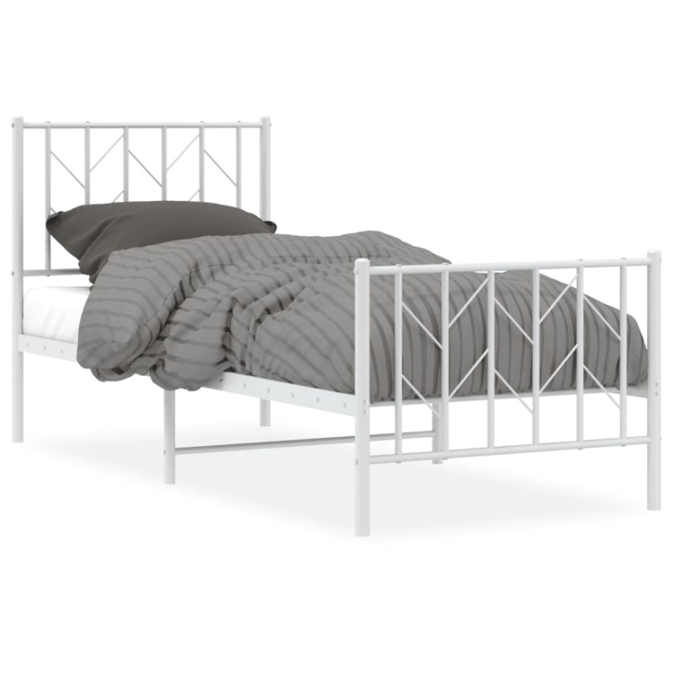 Estructura cama sin colchón con estribo metal blanco 75x190