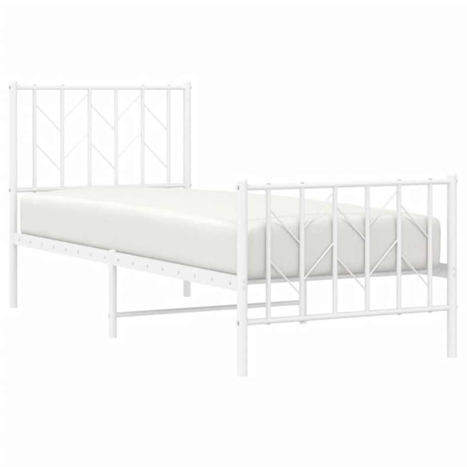 Estructura cama sin colchón con estribo metal blanco 75x190