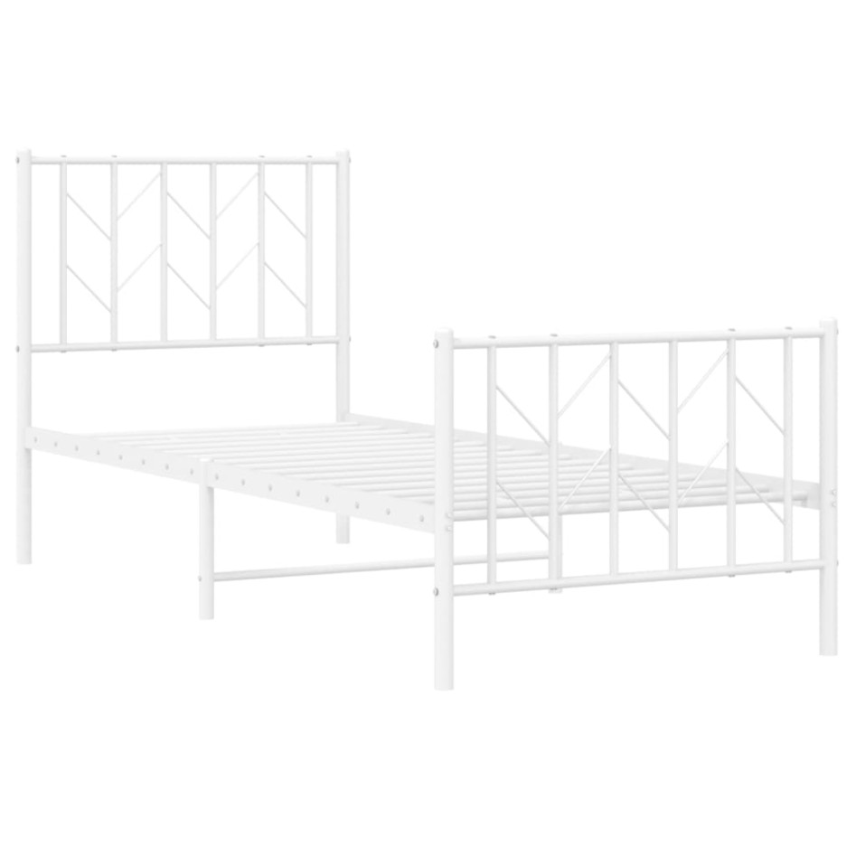 Estructura cama sin colchón con estribo metal blanco 75x190