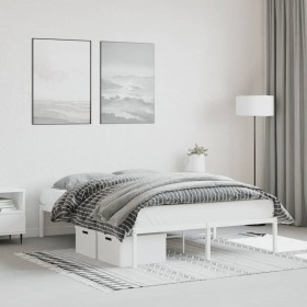 Estructura de cama de metal blanca 135x190