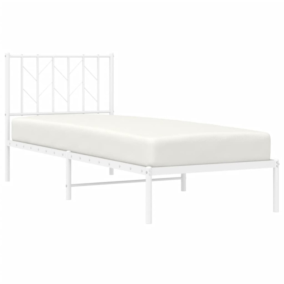 Estructura cama sin colchón con cabecero metal blanco 80x200