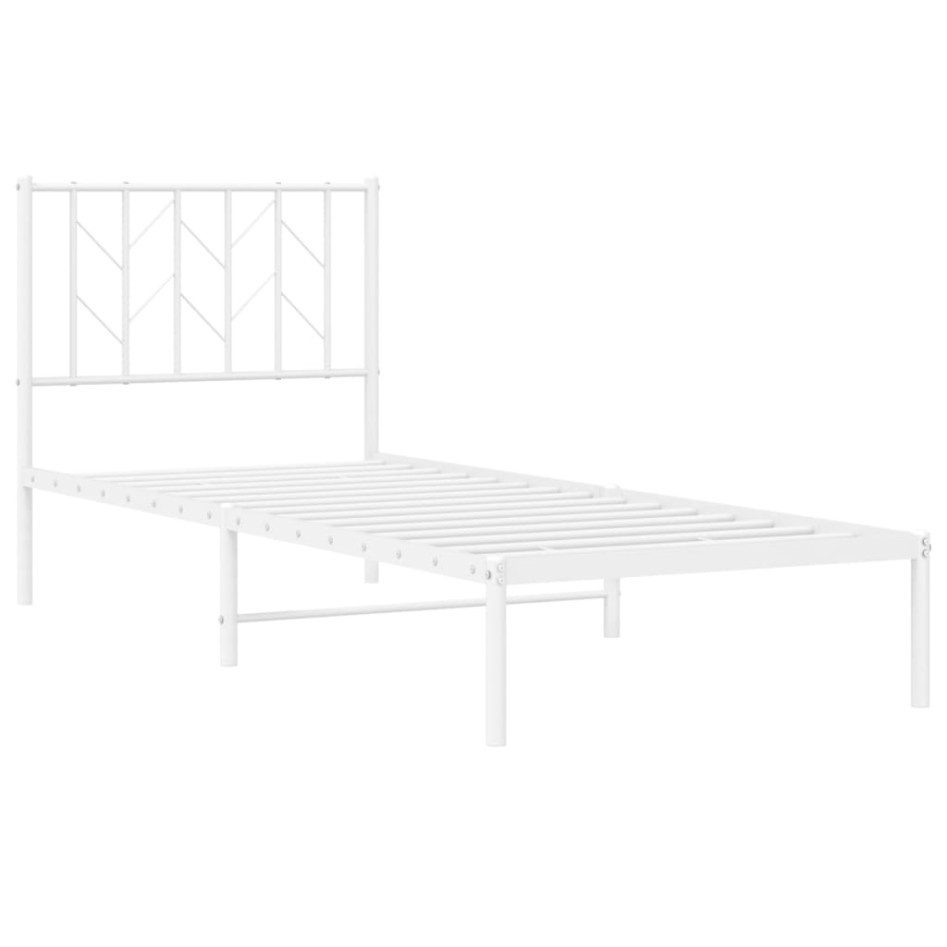 Estructura cama sin colchón con cabecero metal blanco 80x200